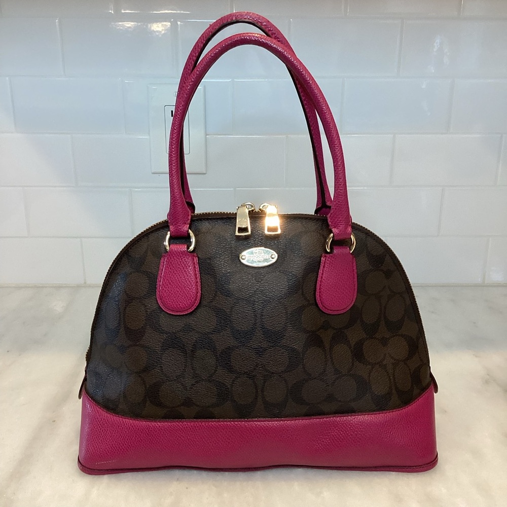 Coach Signature Brown and Pink Satchel